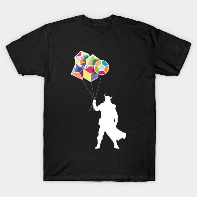 Dice Balloon Tabletop RPG - Role Playing Game - Warrior Adventurer T-Shirt by MeepleDesign